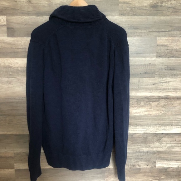 Tommy Hilfiger Classic Navy Blue Shawl Collar Cotton Knit Sweater Large - Picture 5 of 7